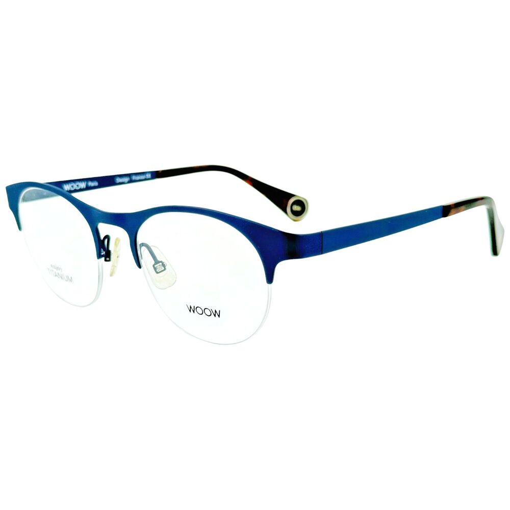WOOW Lets Go 2 Unisex Semi Rimless Eyeglass Frame 5031 Matte Navy 50-20 Titanium